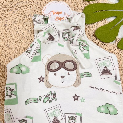  Jardineira Nózinho - Aviador - Verde e Off White